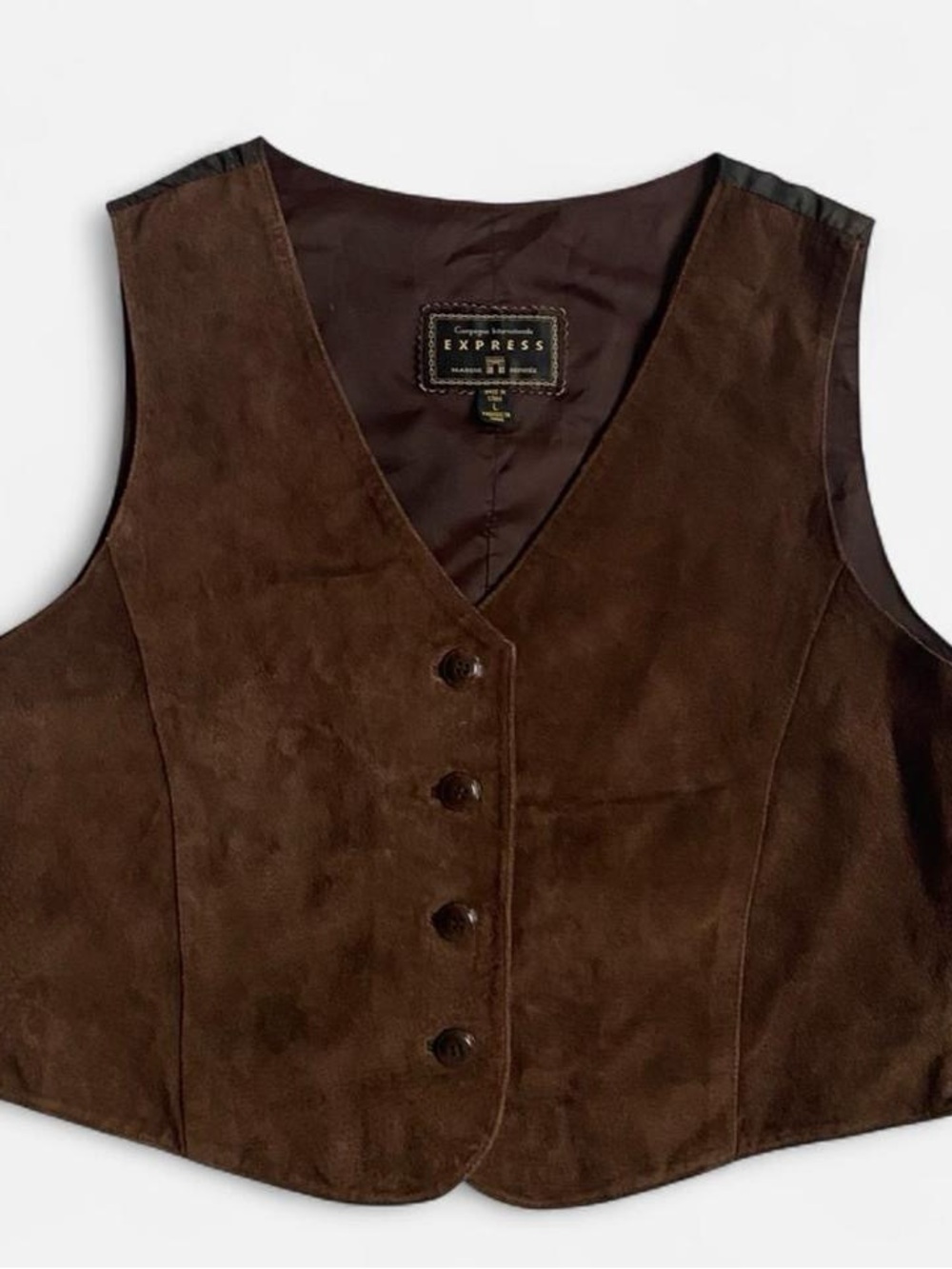 Vintage 90s chocolate brown leather vest